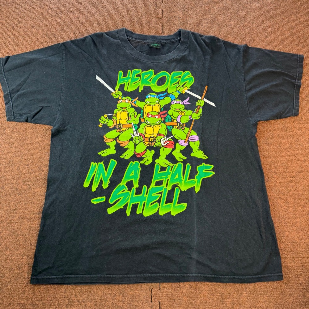 TMNT Heroes In A Half-Shell Graphic Tee Black Retro 2009 Mirage Studios Mens XL